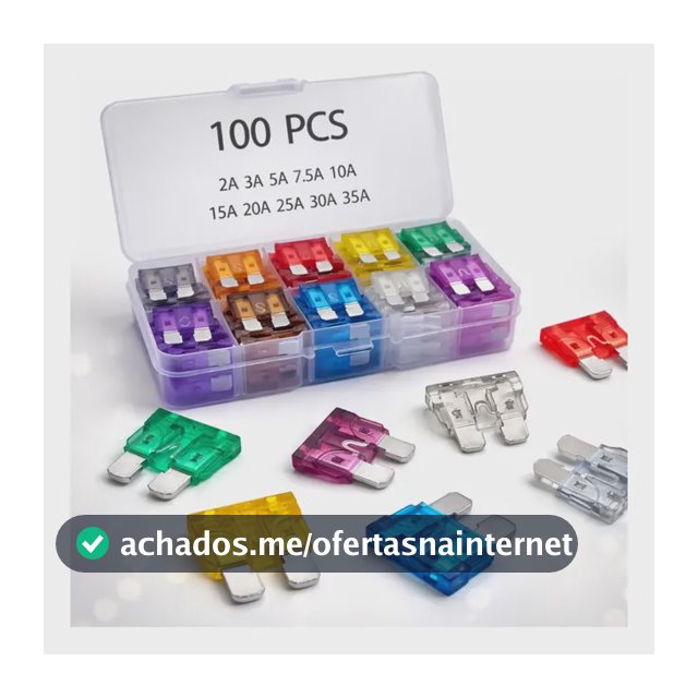 Fusível Lamina Média Carro Automotivo Kit 100 Pçs Com Estojo 1015202530v