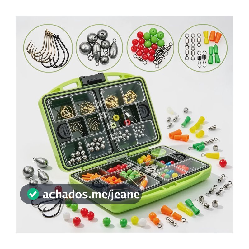 Kit 174 Peças Anzóis Com Caixa Organizadora 24 Divisórias