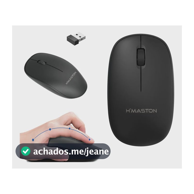 Mouse Sem Fio 2.4g Pilha Aaa Dpi 1200 Para Pc Preto