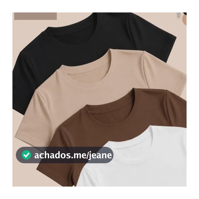 Kit 4 Blusas Feminina Suplex Estilosa T Shirt Básica Casual Preto + Branco + Marrom + Nude Liso P/m (36-38)