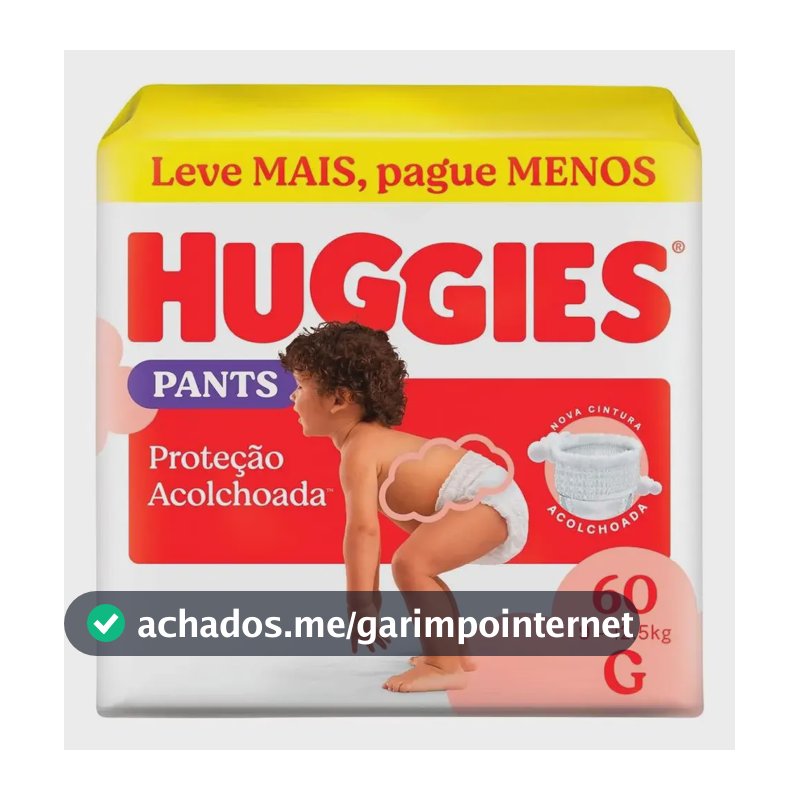 Huggies Fralda Pants Roupinha Proteção Acolchoada G - 60 Un