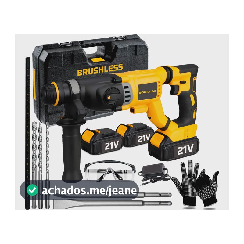 Martelete Perfurador Brushless Sds 2 Baterias 21v + Maleta  Amarelo E Preto 21v 50/60hz