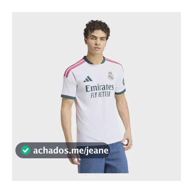 Camiseta I Masculina Real Madrid 26/27 adidas Branco Caveirão M Liso