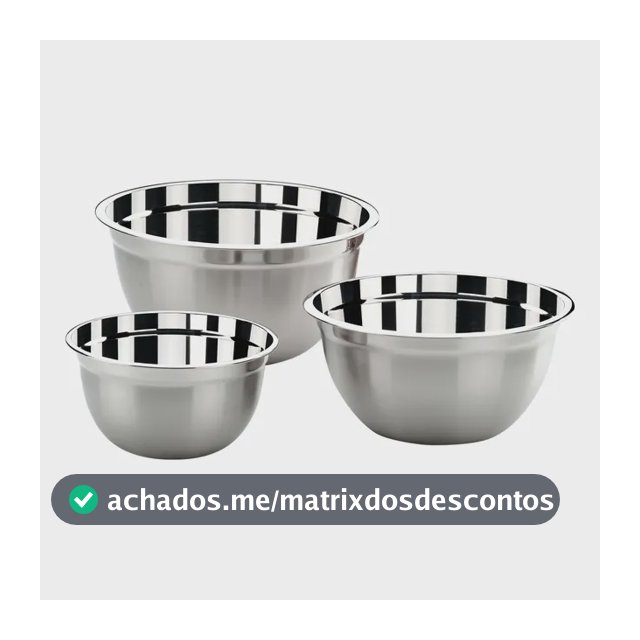 Conjunto De Tigelas Brinox Suprema 3 Peças Aço Inox