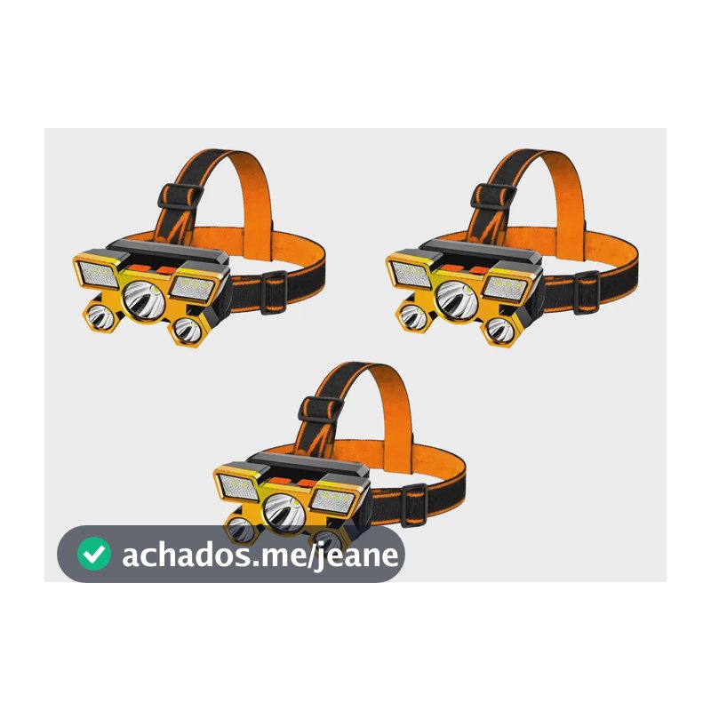 Kit 3 Lanterna De Cabeça 5 Leds Usb Recarregável Elástica Amarelo