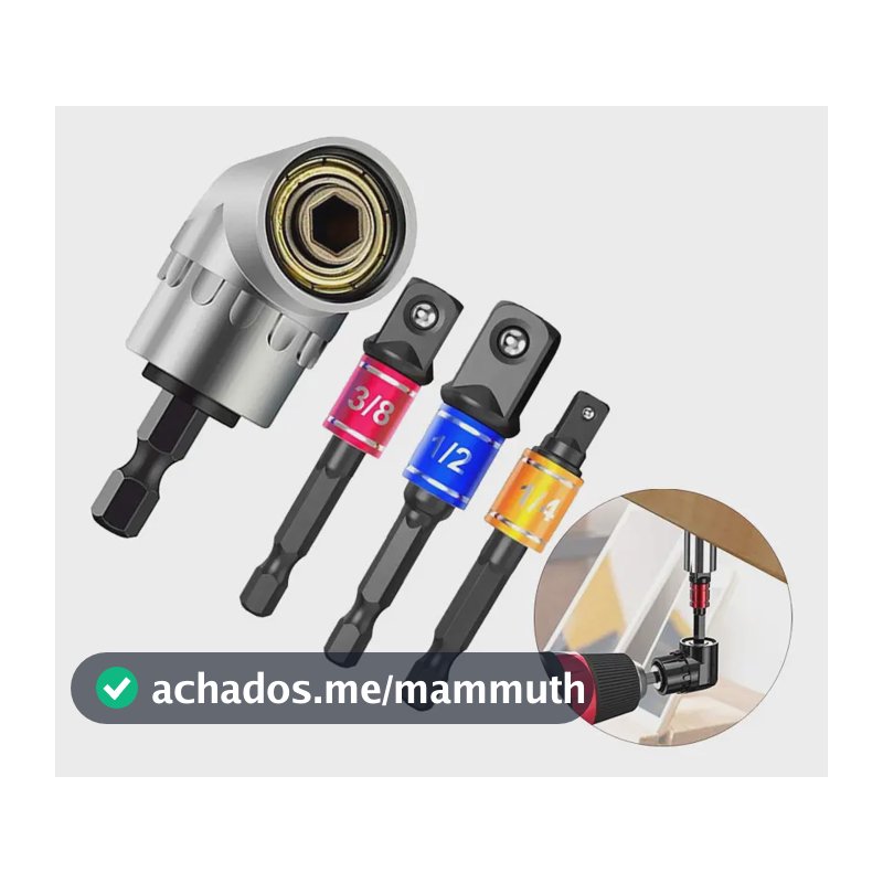 Adaptador Chave De Encaixe Angular 105 Graus E Kit 3 Adaptador Soquete Para Fusadeira Furadeira (1/4 3/8 1/2) Para Parafusadeira