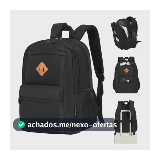 Mochila Notebook Impermeavel Escolar Reforçada Portátil Preto Poliéster