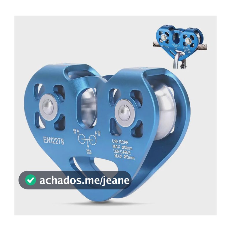 Polia Dupla Para Escalada Aluminio Em Aço 30kn 9-13cm Azul Azul