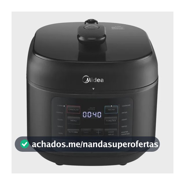 Panela De Pressão Elétrica 5l Nutripro Preta Midea Cor Preto