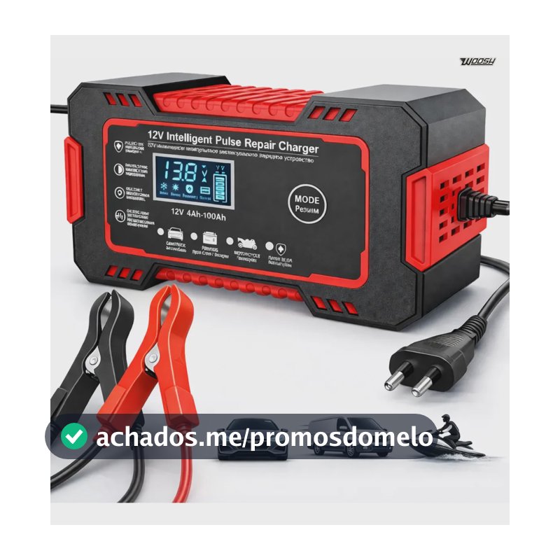 Carregador Inteligente De Bateria Automotiva 12v 6a Bivolt Recupera Baterias 4ah A 100ah Todos Veículos Moto Carro Caminhão Barco Woosh