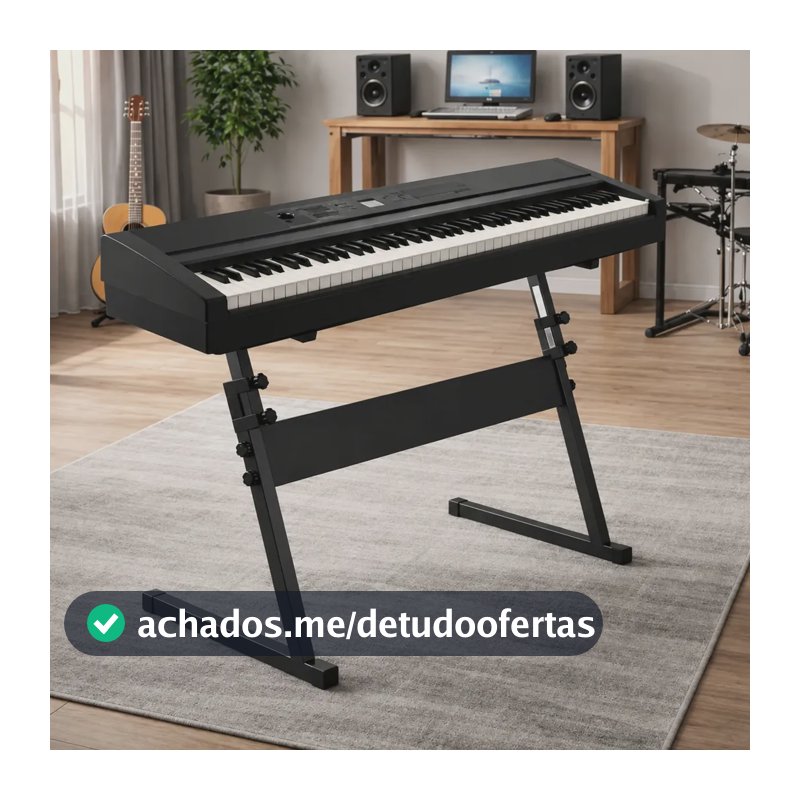 Suporte De Teclado Piano Em Z Musical Rack Estante Pedestal Preto