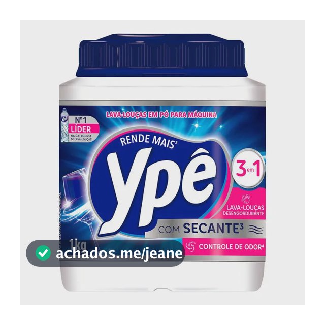 Detergente Lava Louças em Pó para Máquina Ypê 1Kg 3em1 Com Secante