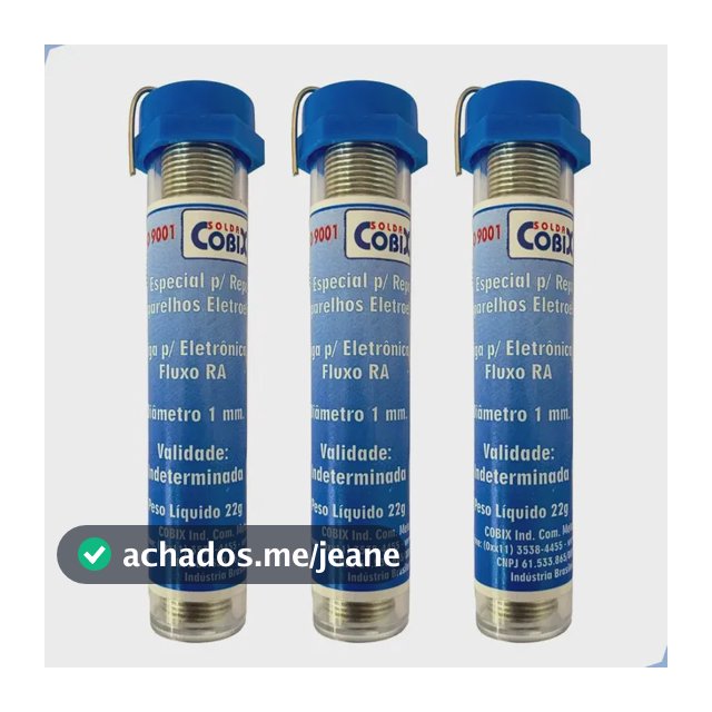 Kit 3 Tubos Solda Cobix 1mm Estanho 63% Chumbo 37% Reparo Eletrônico