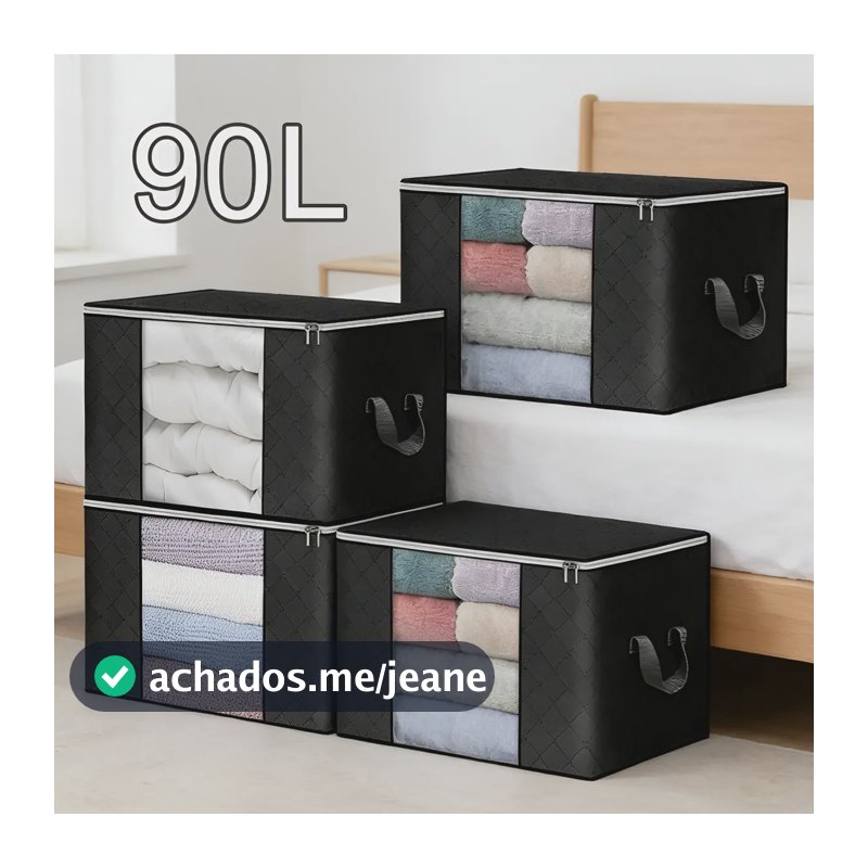 Kit 4un Saco Organizador Edredon Cobertor Multiuso Dobrável Preto