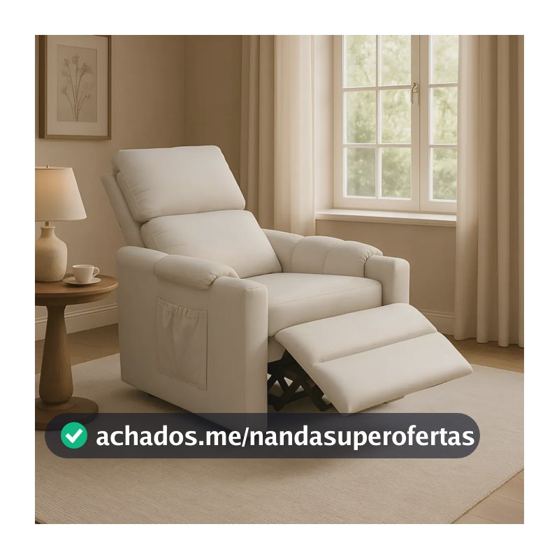 Poltrona Cadeira Glória Papai E Mamãe Com Encosto Macio Retrátil E Reclinável Decorativa Para Sala De Descanso E Amamentação Cor Bege Liso - JB ESTOFADOS
