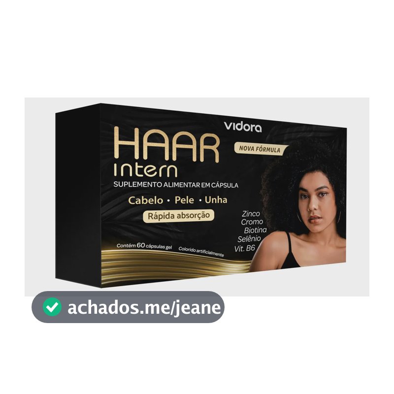 Polivitamínico Capilar Haar Intern Com Biotina e Zinco Para Cabelo e Unhas 60 Cápsulas