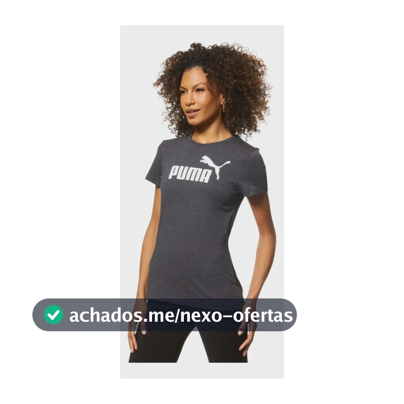Camiseta Feminina Ess No. 1 Logo Puma Cinza-escuro Geométrico M