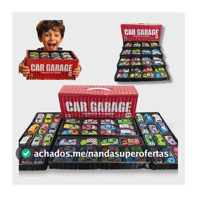 Kit 48 Mini Carrinhos Maleta Caixa Vira Pista Brinquedo Vermelho
