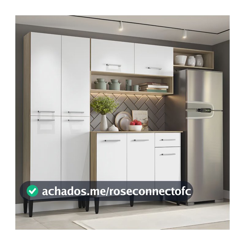 Cozinha Compacta Arizona Glam Carvalho com Branco Carraro