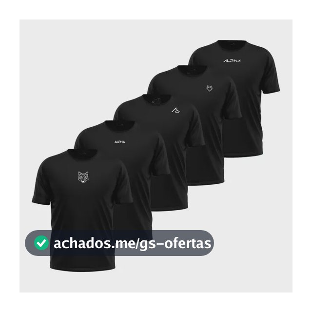 Kit 5 Camisetas Dry All Black Alpha