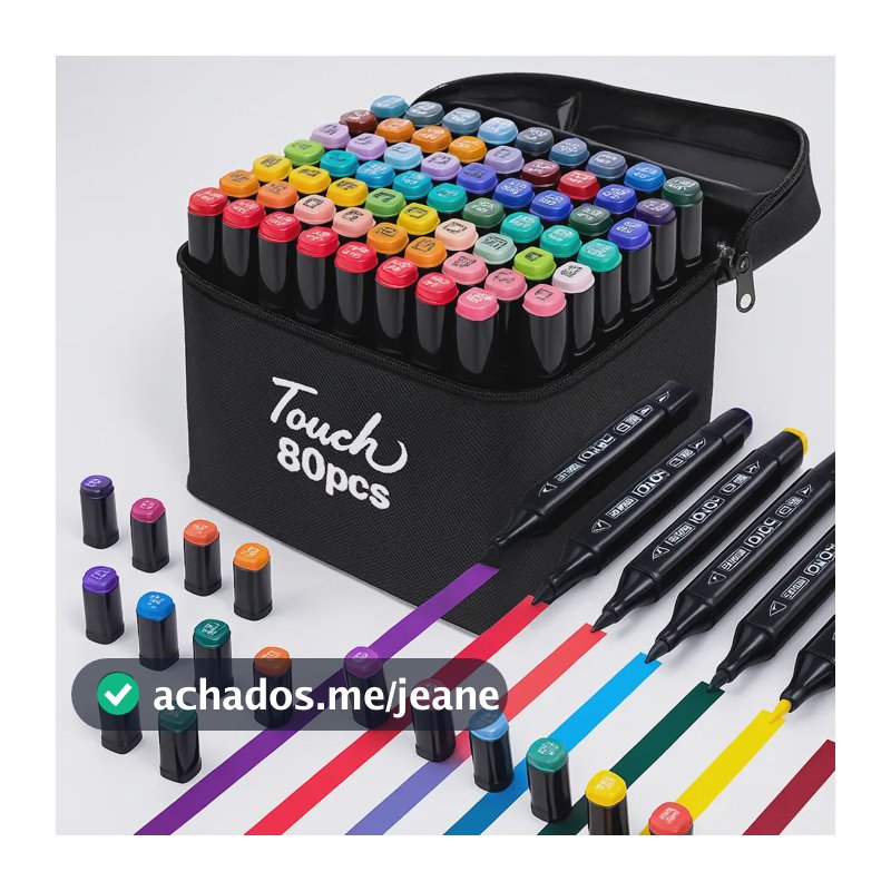 Conjunto Canetas Marcador Canetinha Ponta Dupla 80 Cores Kit