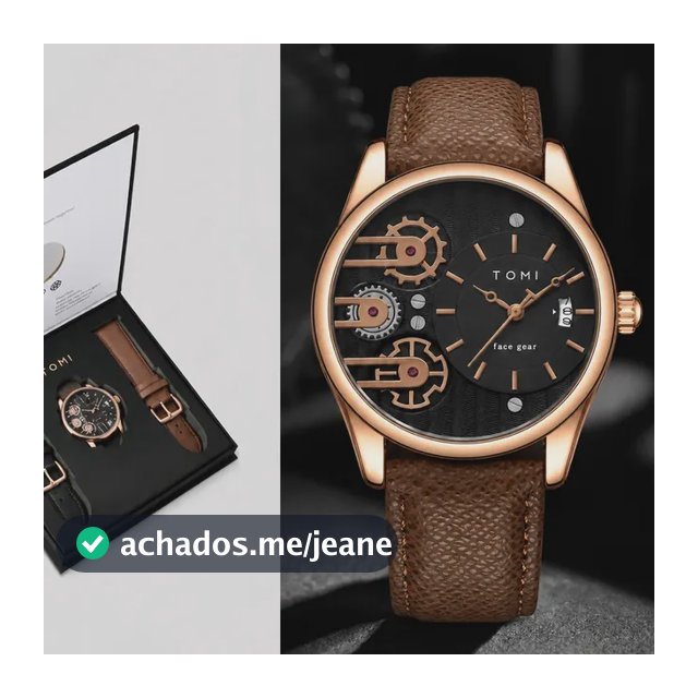 Relógio Tomi Masculino T106 Kit Presente Mostrador Preto Marrom/preto Dourado Preto