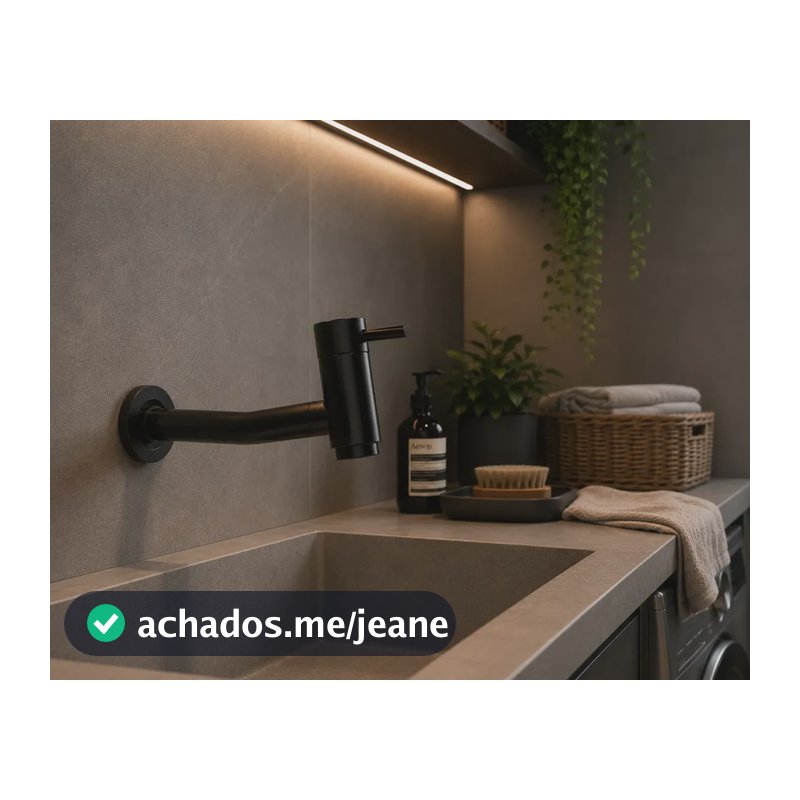 Torneira Banheiro Cozinha De Parede Preta Abs 1/4 De Volta Preto Fosco