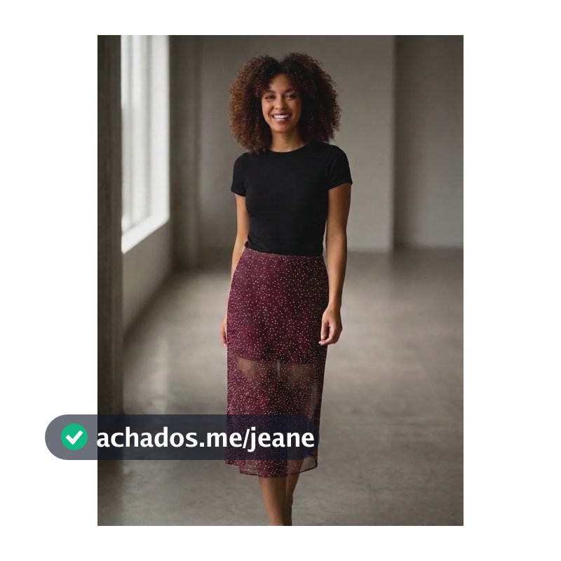 Saia Balse Feminina Tule Estampada Forro Modelo Veste P Marrom Poá P