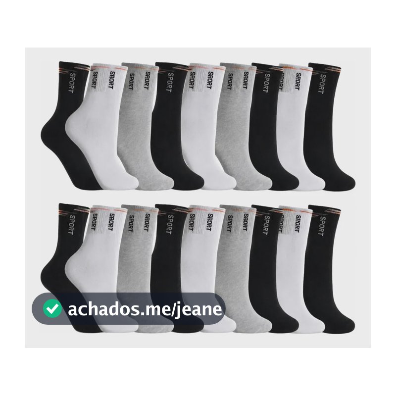 Kit 6 Pares Meias Cano Alto Algodão Para Esporte Academia Sortidas Tamanho Unico