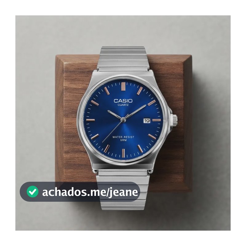 Relógio Casio Vintage Unissex Redondo Azul Em Aço Prateado Prateado Azul