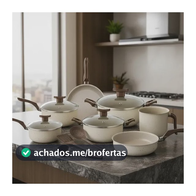 Conjunto Panelas Antiaderente 10 Peças Antiaderente Baunilha Bege