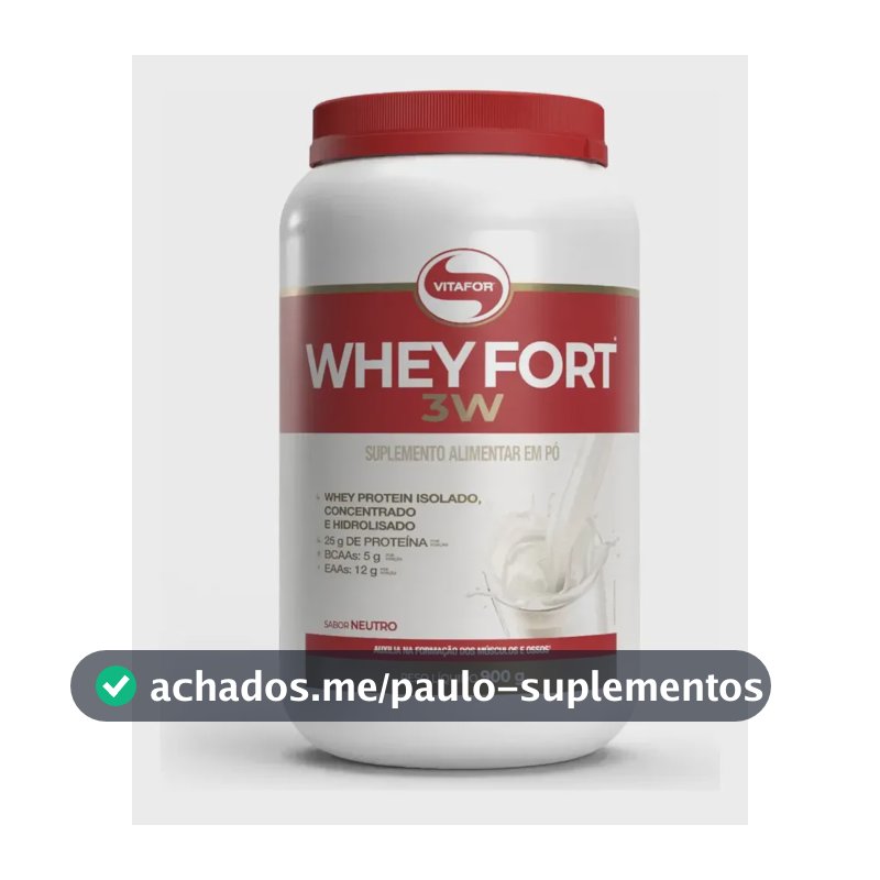 Whey protein Vitafor Fort 3W 900g em pó Sem sabor x 900g