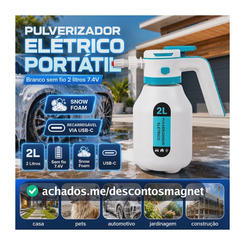 Pulverizador Elétrico VERUNTO 2 L para Carro, Jardim e Casa, com Bateria