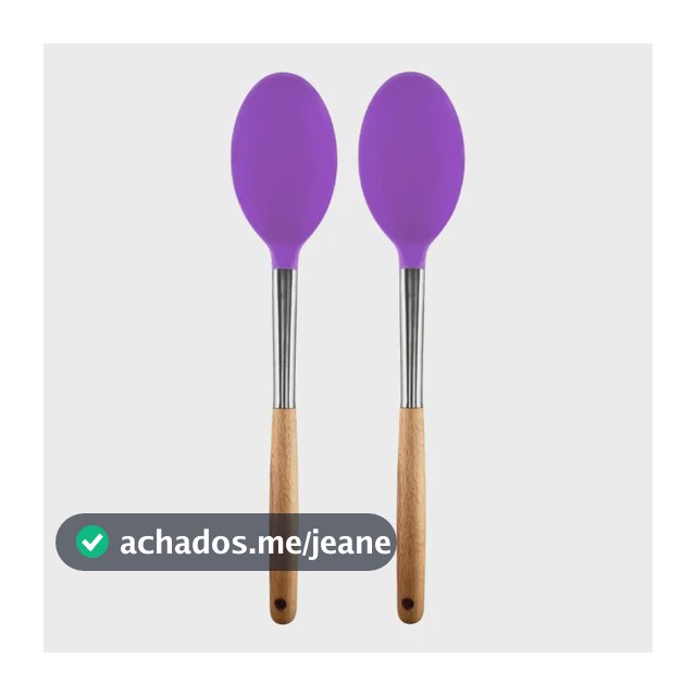 Kit 2 Colheres Silicone Grande Cabo Madeira Não Risca Panela