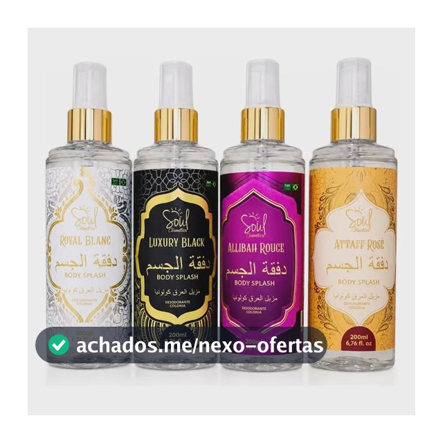 Kit Com 4 Body Splash Arabe Deocolonia Perfume Desodorante Corporal Soul Allibah Rouge Luxury Black Attaff Rose Royal Blanc 200ml