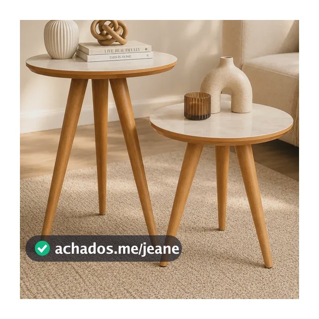 Conjunto Mesa De Centro Apoio Lateral Duas Mesinhas Canto