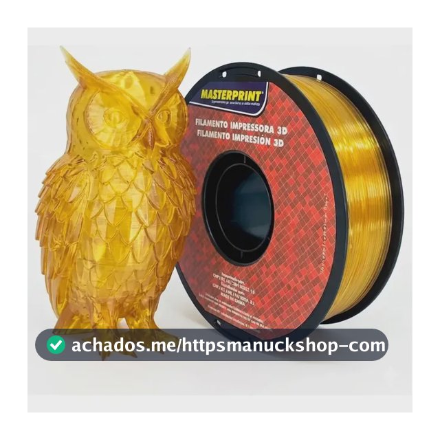 Filamento De Impressora 3d Petg 1,75mm 1kg Preto Masterprint Cor Amarelo Translúcido