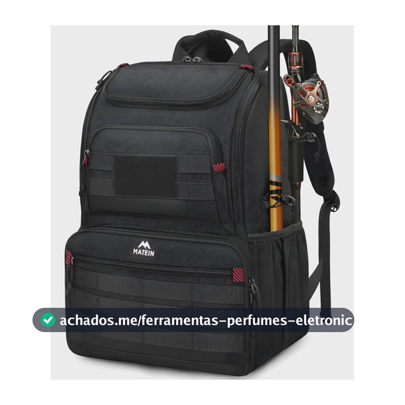 Mochila De Pesca, Mochila De Viagem Com Cooler Bolsa Impermeável Resistente Compartimentos Para Equipamento, Suportes Para Varas Matein 6642 Com Cooler Liso