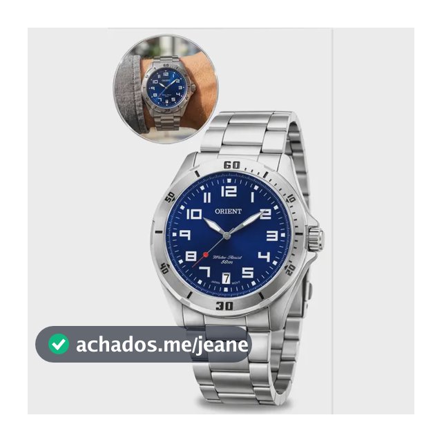 Relogio Orient Masculino Analogico Prateado Mbss1155a D2sx Azul-escuro