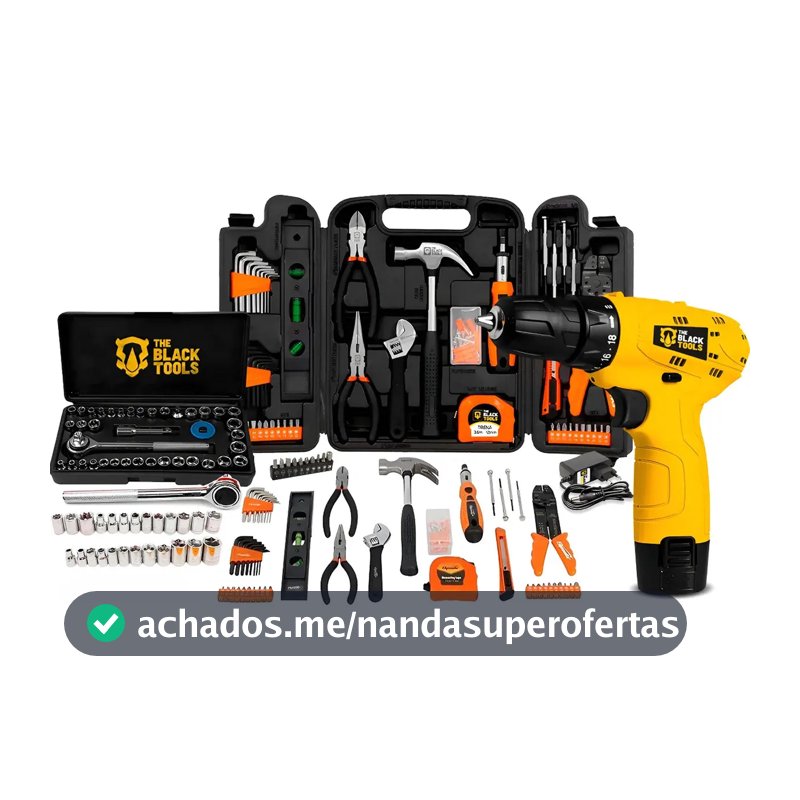 Kit Jogo Ferramentas 169 Peças Soquetes + Parafusdeira 12v