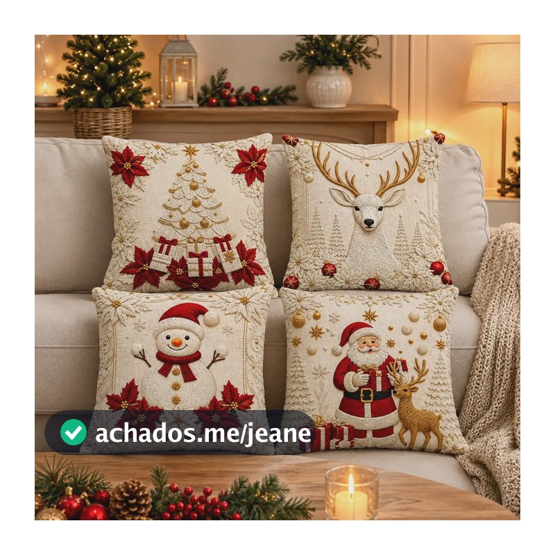 Kit 4 Capas De Almofadas Decorativas Natal Papai Noel M45 Outros