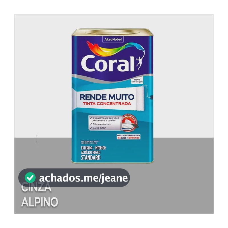 Tinta Acrílica Para Parede Fosca Rende Muito Coral 16 L Acabamento Mate Cor Cinza Alpino