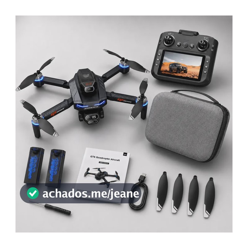 Drone Profissional Gt8 Pro 4k Ultra Hd Com Câmera Aérea Desvio Inteligente De Obstáculos Controle Por Gestos Motor Sem Escovas Voo Estável E Kit Completo Acessórios Marca Popsy