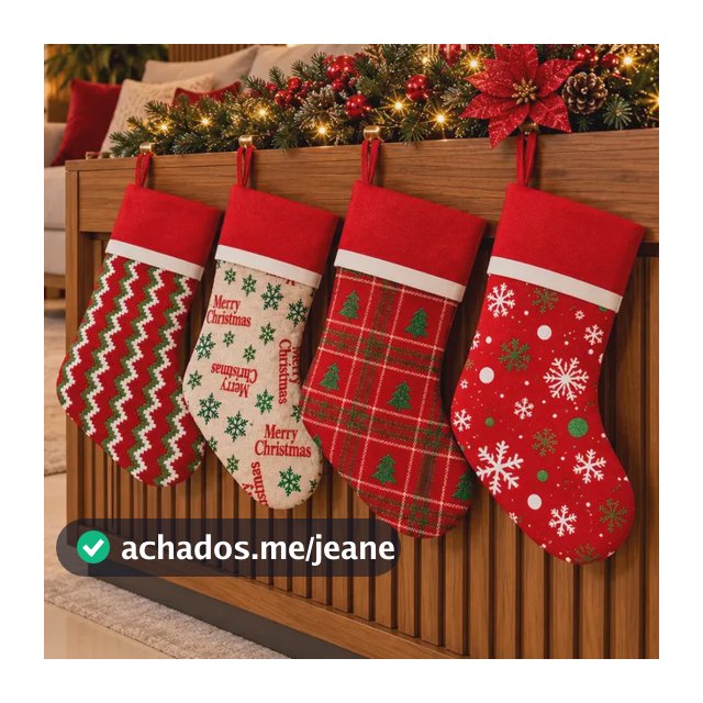 Kit 3 Botas De Natal Meias Penduráveis Decoração 23cm Sortidas