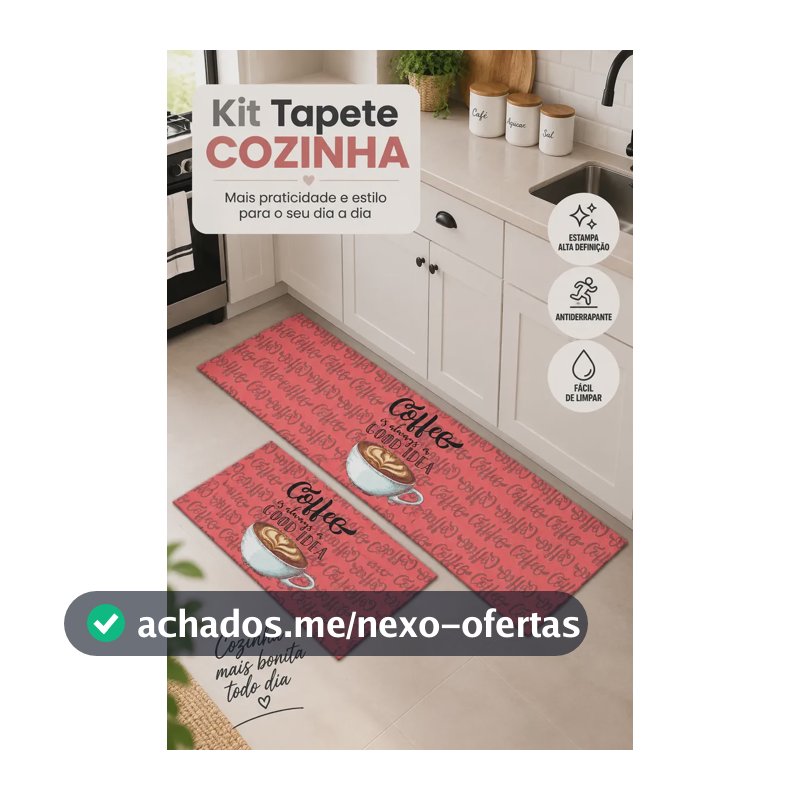 Kit Tapete Cozinha 2 Peças Passadeira Antiderrapante 1,20m 1.2 M 40 Cm Coffe