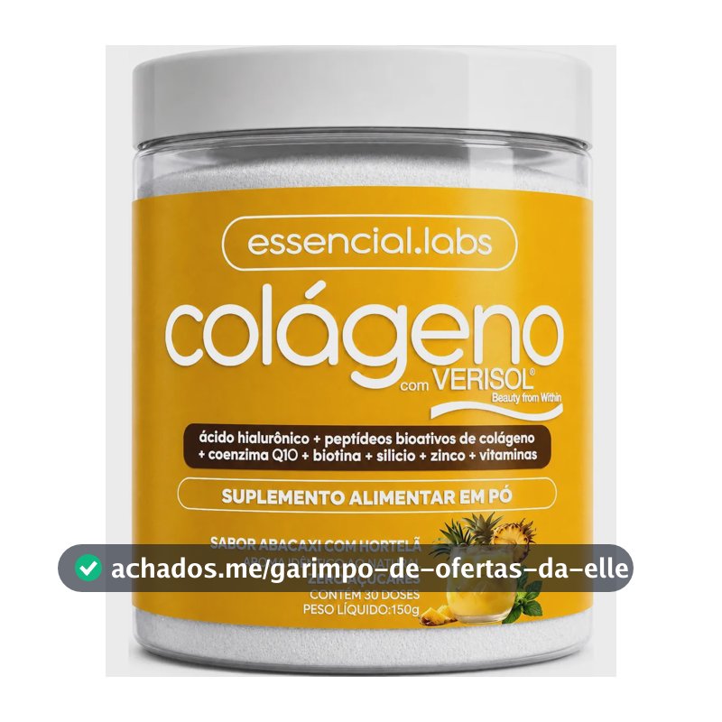 COLÁGENO VERISOL® - Fórmula Exclusiva com Ácido Hialurônico + Coenzima Q10 + Biotina + Silício + Zinco + Peptídeos Bioativos + Vitaminas - Sabor Abacaxi com Hortelã - 30 doses