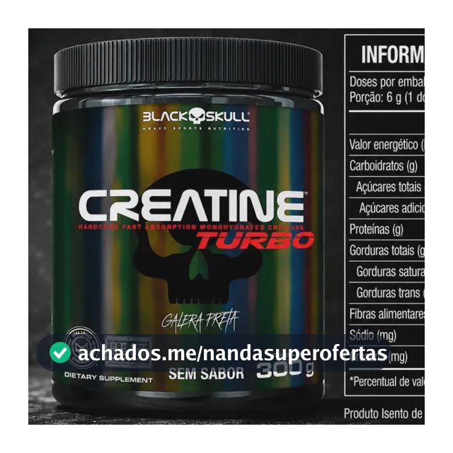 Creatina Black Skull Caveira Preta Turbo em pó Sem sabor x 300g