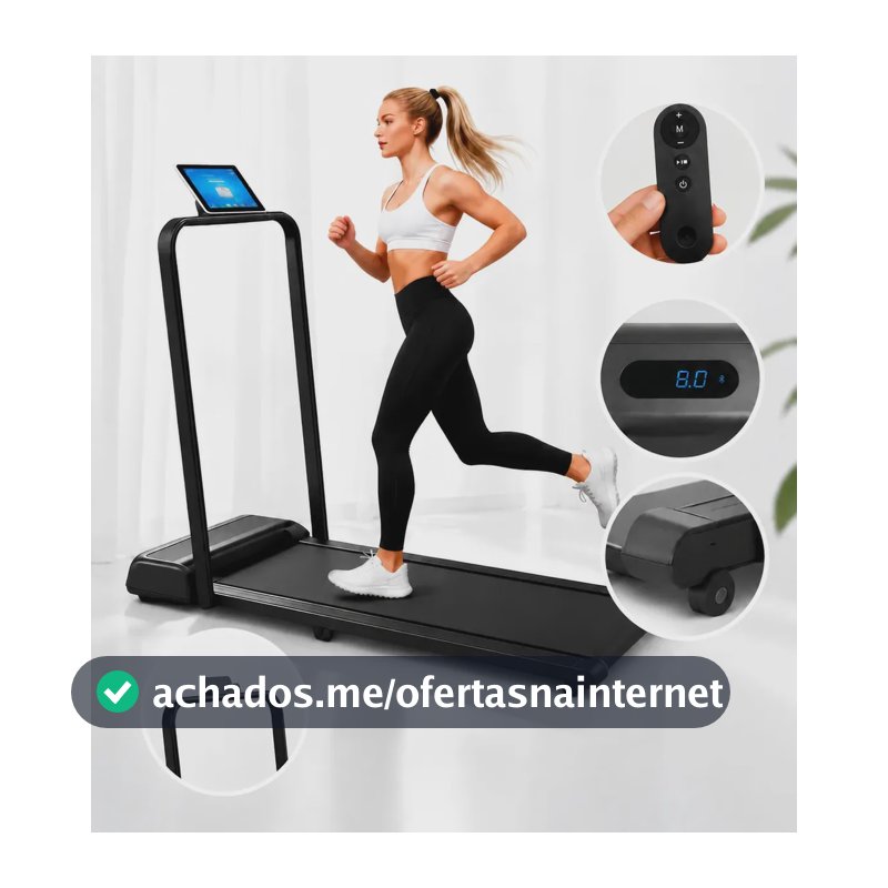 Esteira Elétrica Dobrável Compacta para Caminhada Residencial 6km/h com Controle Remoto e Display LED