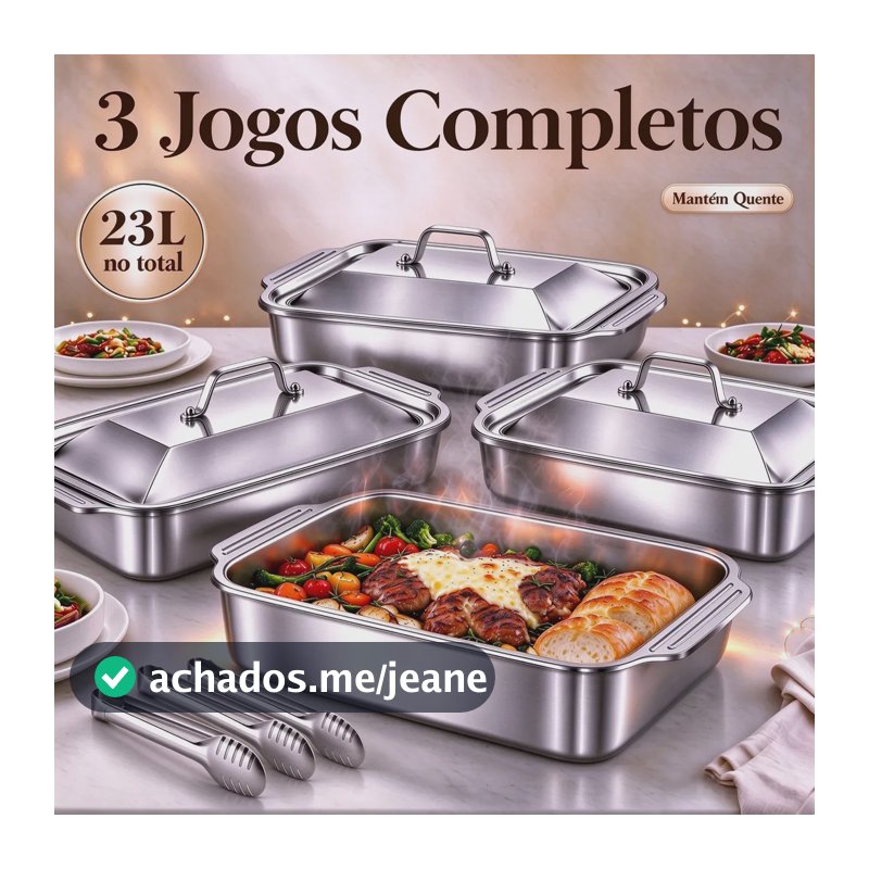 Travessa Assadeira Retangular De Aço Inox Para Fogão E Forno