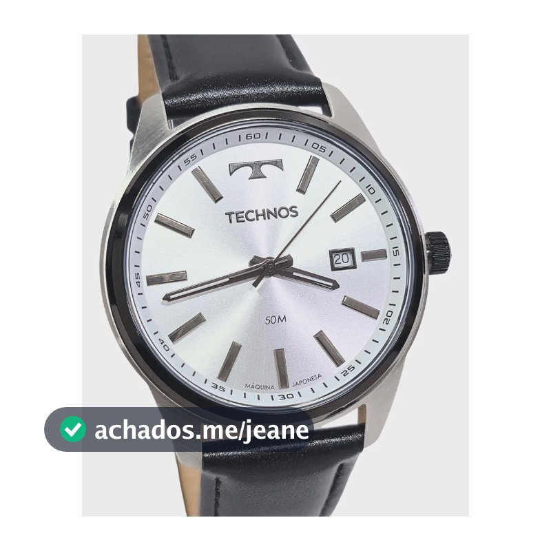 Relógio Technos Masculino Couro Linha Stell Prata Prata Branco